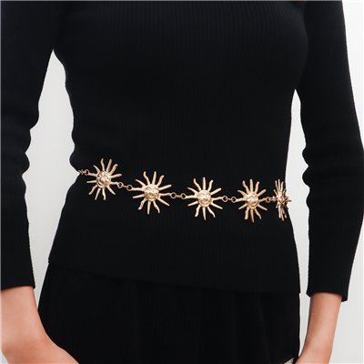 Ozdobný retiazkový kovový opasok Slniečko strieborné