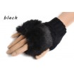 Čierne pletené dámske rukavice bezprstové s kožúškom 
