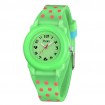 Prema dievčenské silikónové hodinky Polka Dots Zelené